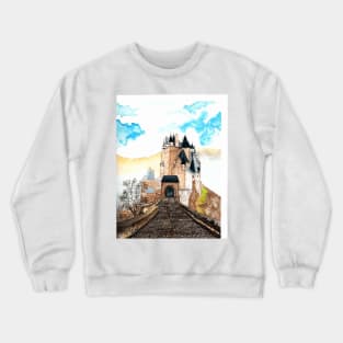 Berg Eltz Castle watercolor painting Crewneck Sweatshirt